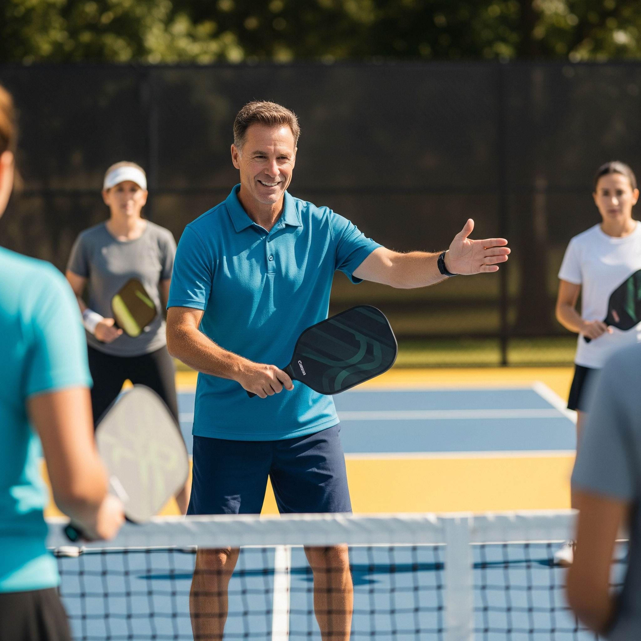 Profesor de Pickleball enseñando cómo jugar a Pickleball